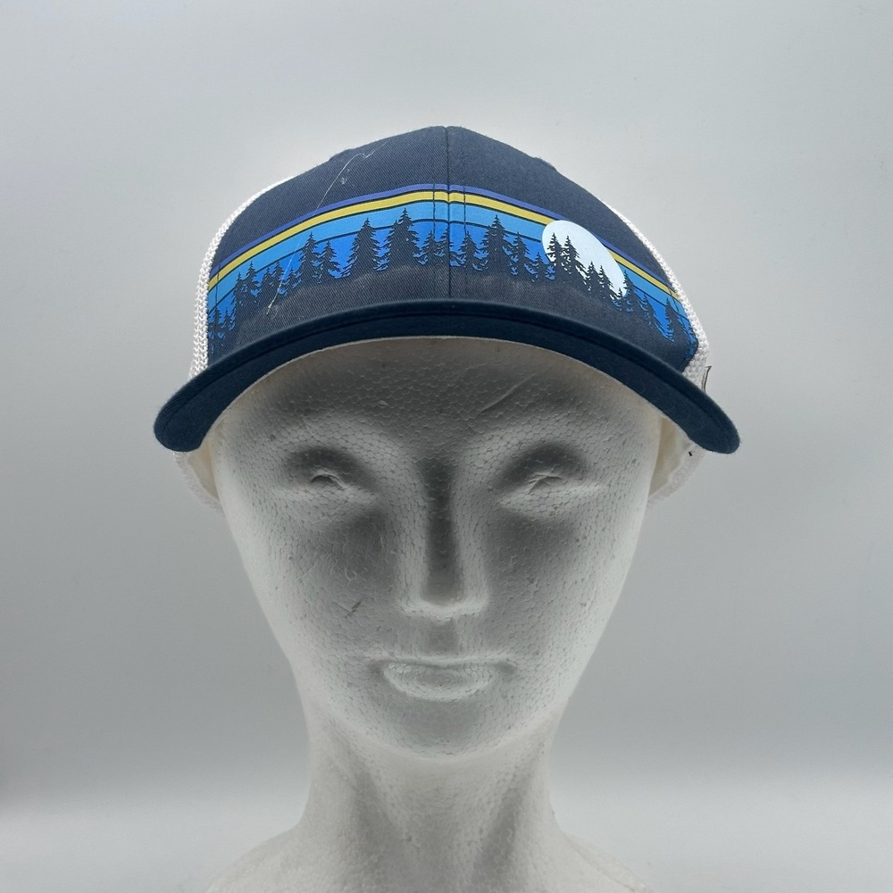 Columbia Mens Womens S‎ M Unisex Trucker Hat Blue White Mesh Cap Nature Scene
